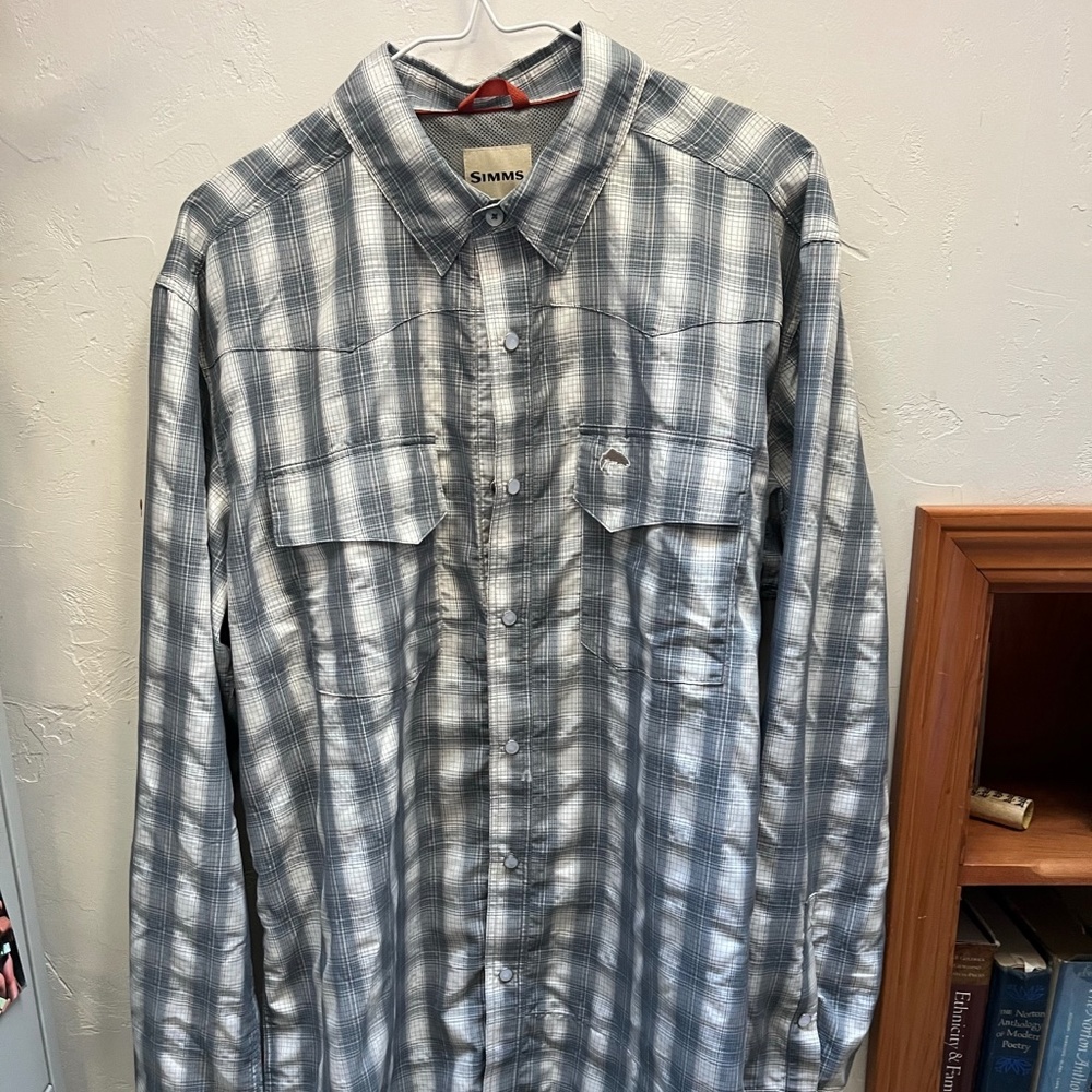 Simms, men’s large, activewear sun shirt, UPF 50+